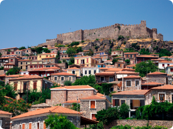 Molyvos castle and harbour, north Lesvos